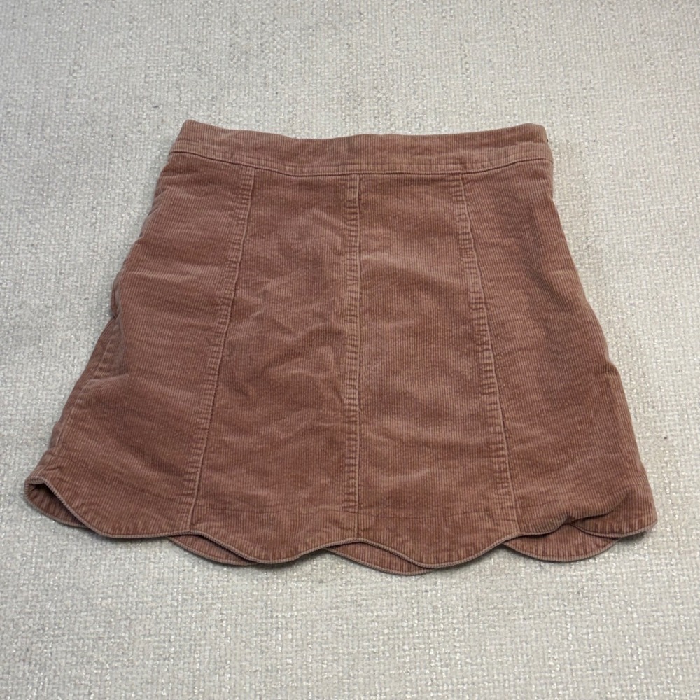 Altar'd State Dusty Rose Pink Corduroy Scalloped Hem Mini Skirt Small S73165-01